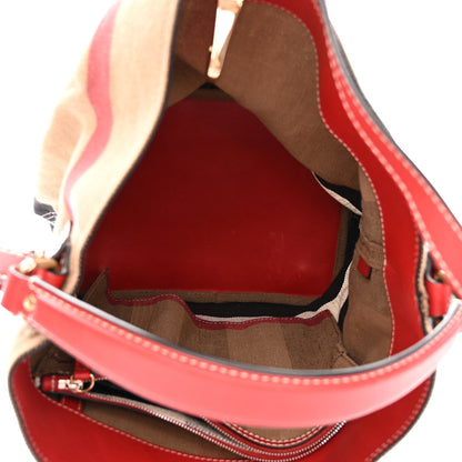 Burberry Canvas Mega Check Medium Ashby Bucket Bag Red 5 of 9