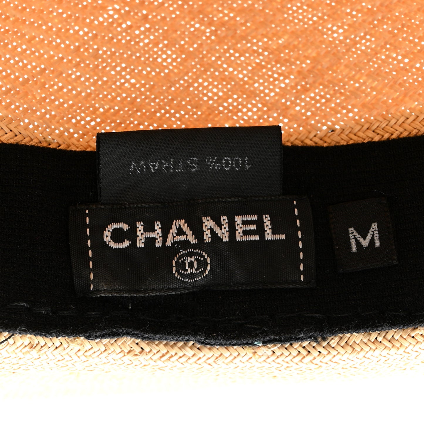 Straw Grosgrain Wide Brim Hat M Beige Black