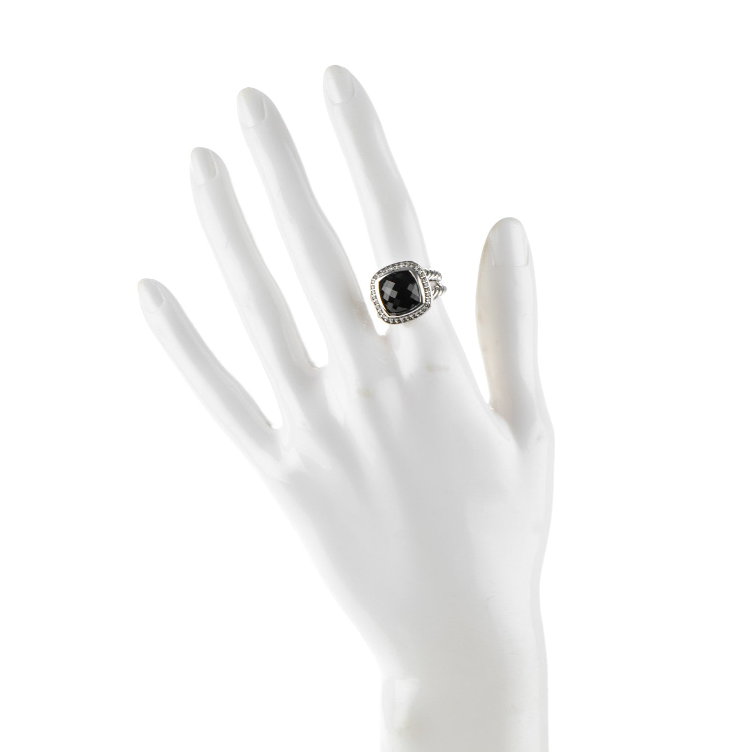David Yurman Sterling Silver Diamond Black Onyx 11mm Albion Ring 52 6 2 of 5