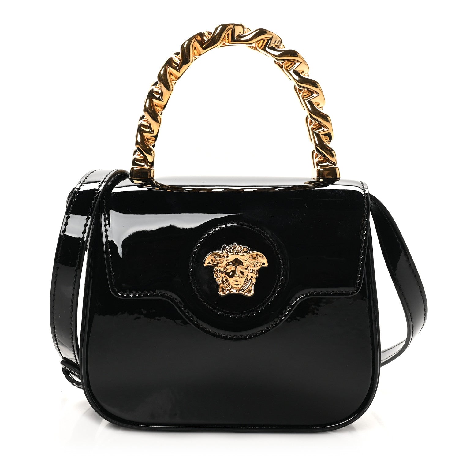 Versace Patent Mini La Medusa Bag Black 1 of 9