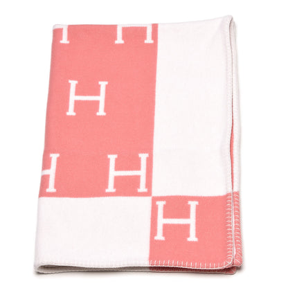 Hermes Wool Cashmere Avalon Baby Blanket Rose Airelle White 1 of 5