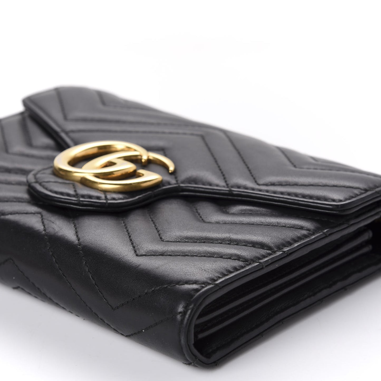 Calfskin Matelasse GG Marmont Chain Wallet Black