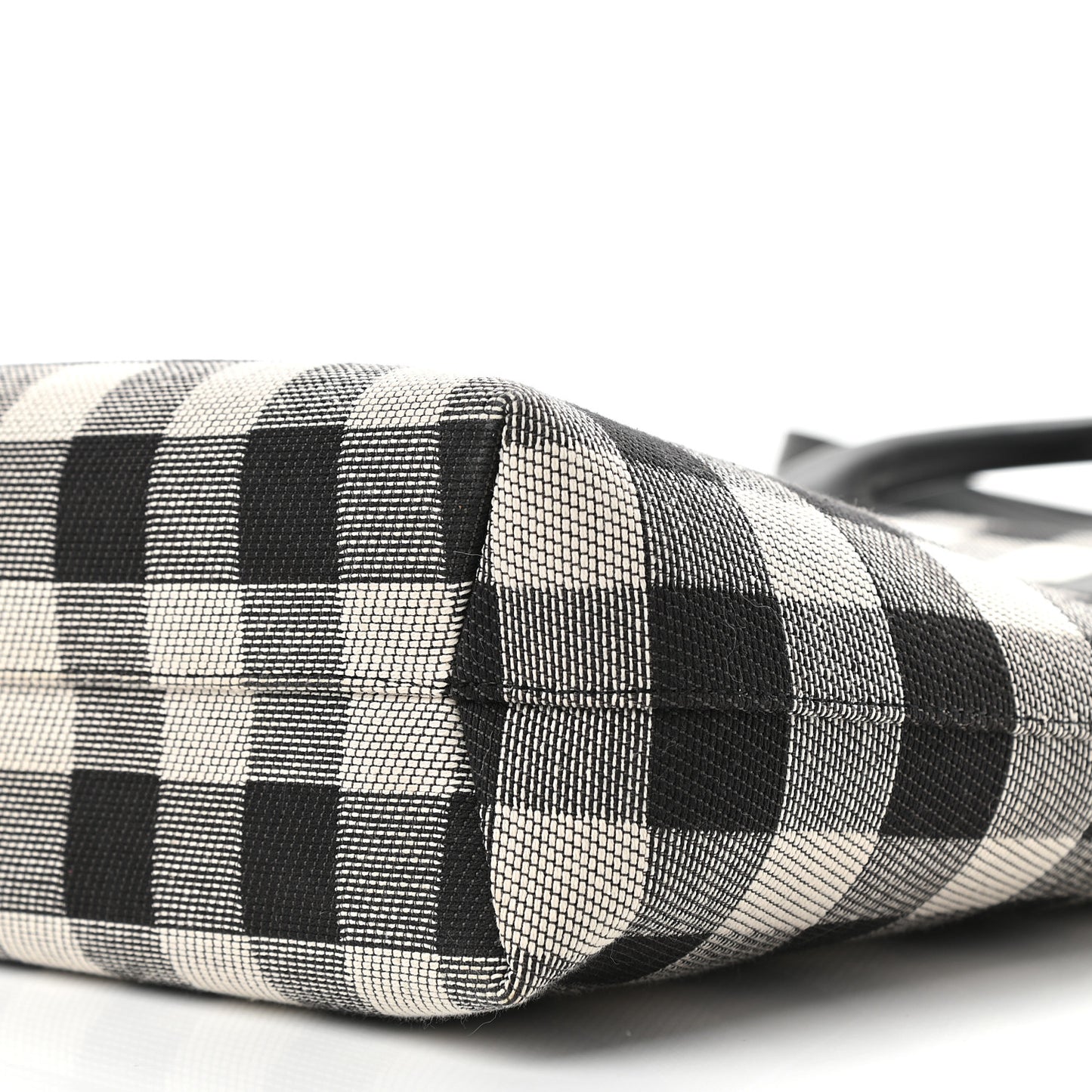 Canvas Gingham Check North South Tote Black White