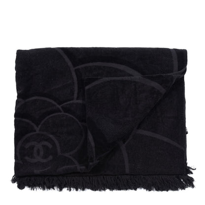 Chanel Terry Cotton CC Camellia Beach Towel Black 1 of 3