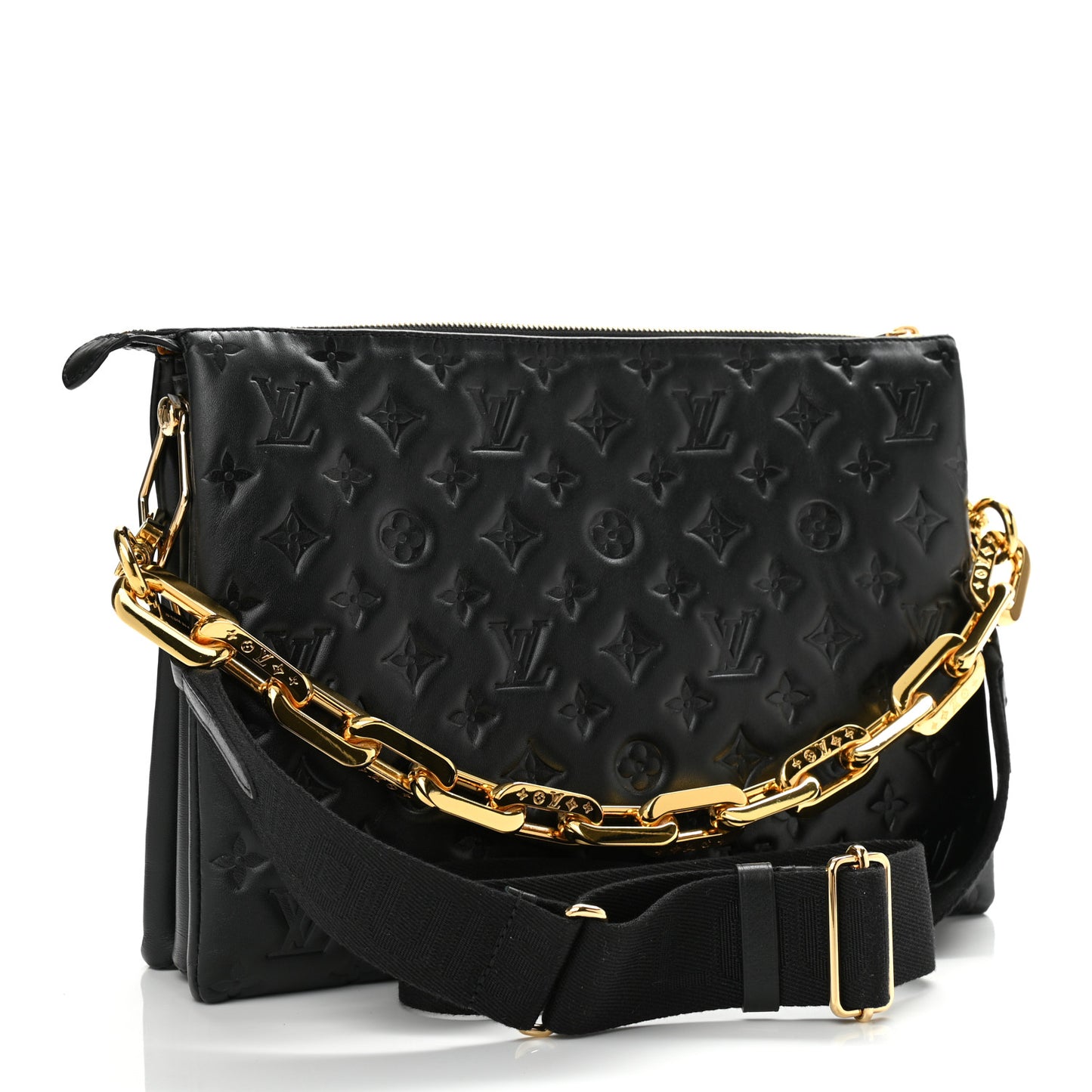 Lambskin Embossed Monogram Coussin MM Black