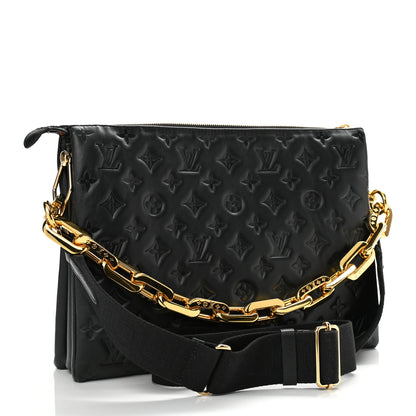 Louis Vuitton Lambskin Embossed Monogram Coussin MM Black 3 of 11