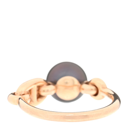 Hermes 18K Rose Gold Diamond Tahitian Pearl Albertine Ring 51 5.75 3 of 5