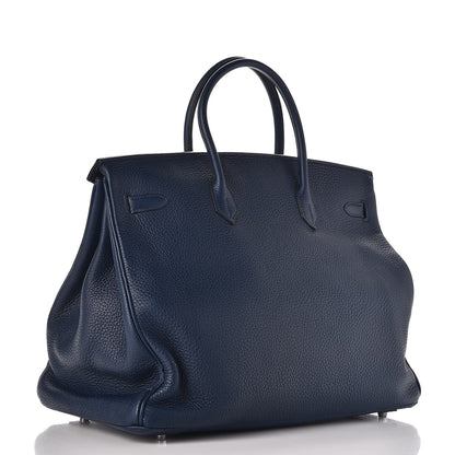Hermes Taurillon Clemence Birkin 40 Bleu De Prusse 3 of 41