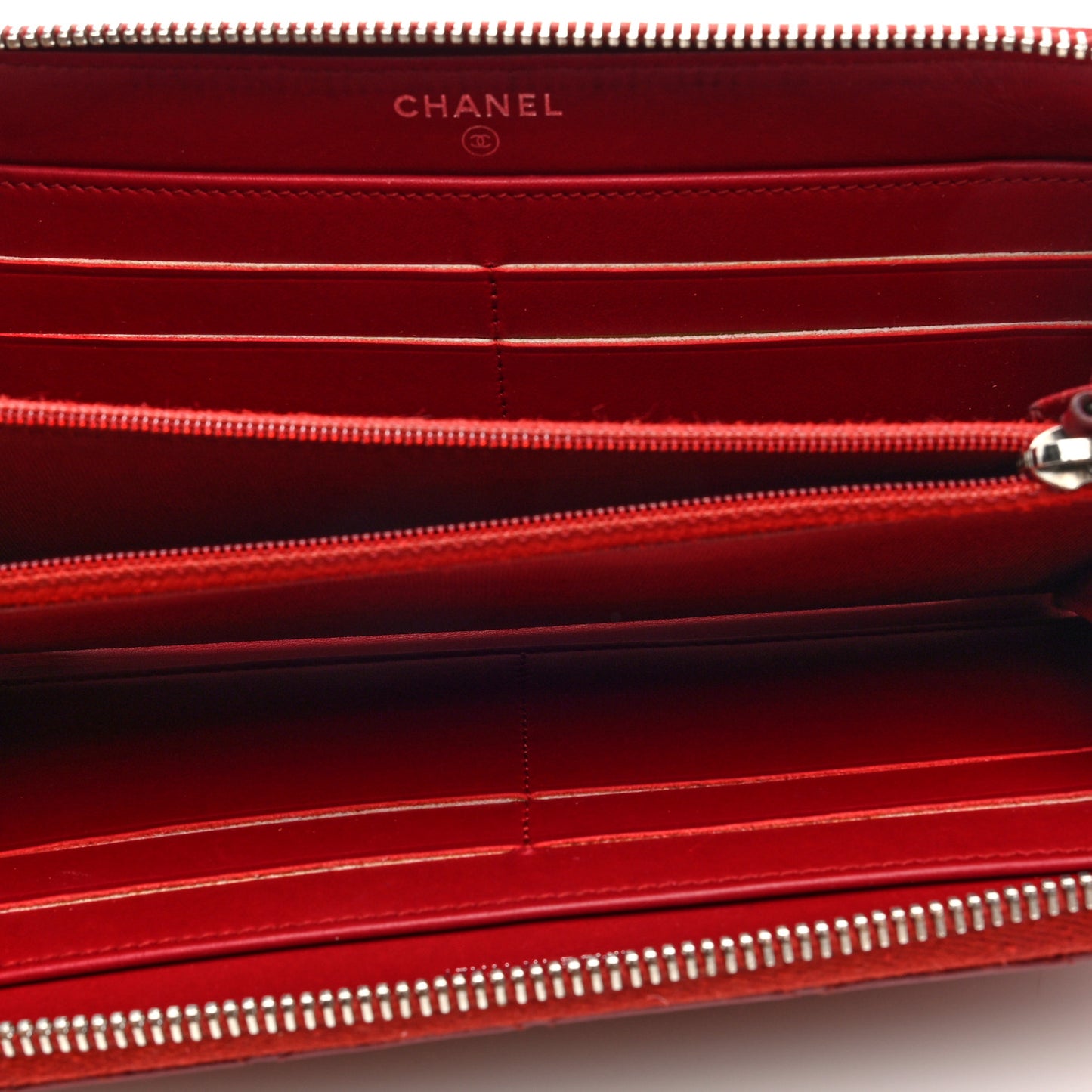 Caviar Quilted Large Gusset Zip Around Wallet Red