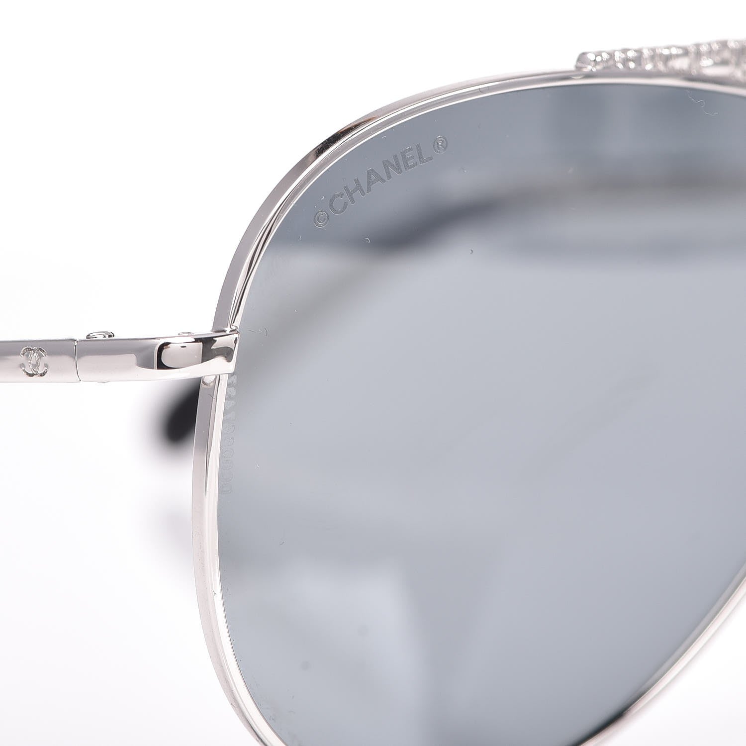 Chanel Aviator Metallic Pilot Sunglasses 4231 Silver 7 of 8