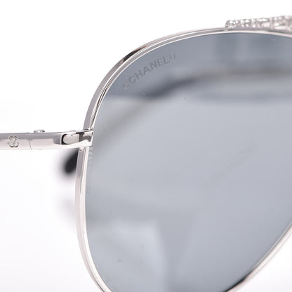 Chanel Aviator Metallic Pilot Sunglasses 4231 Silver 7 of 8