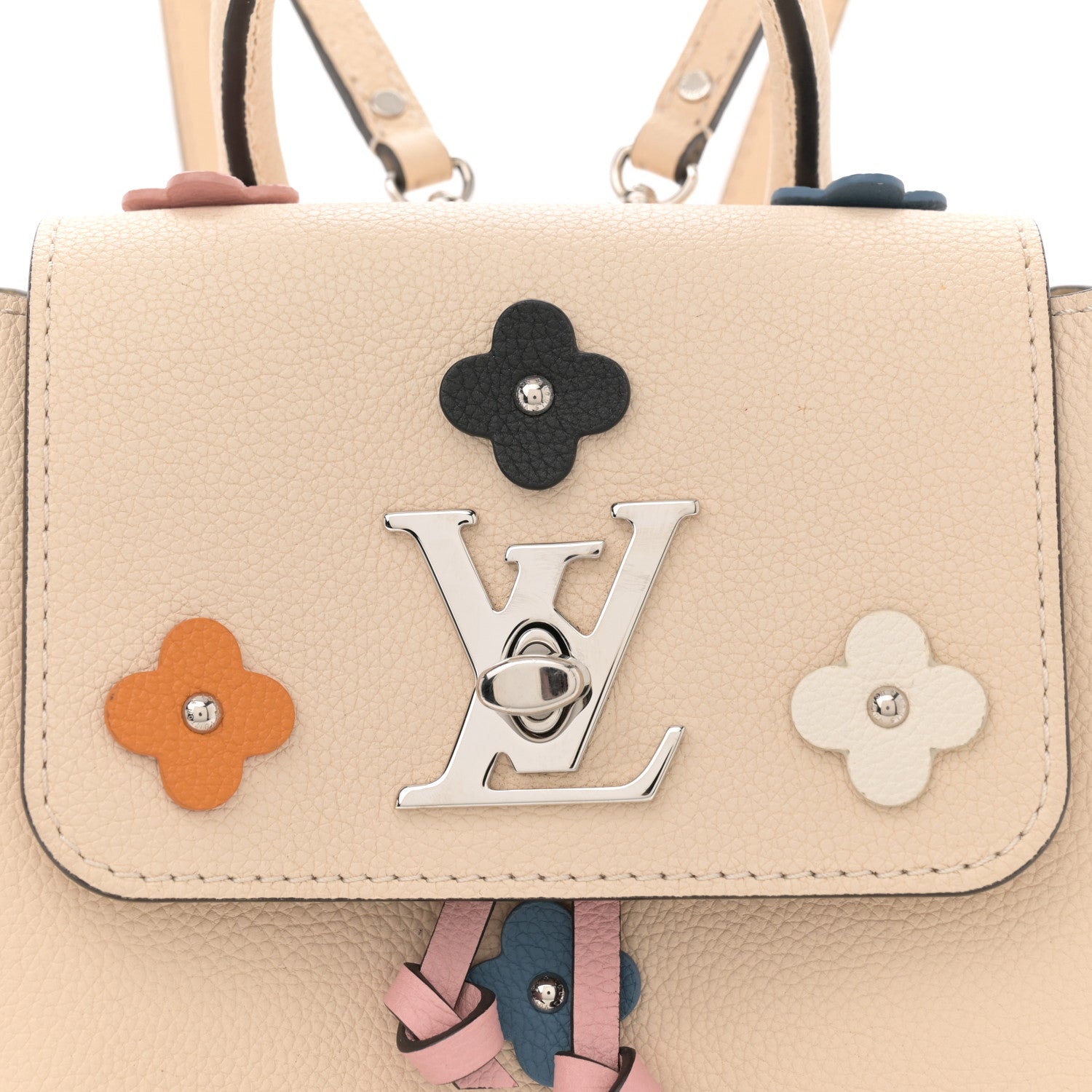 Louis Vuitton Calfskin Flowers Lockme Mini Backpack Creme 8 of 11