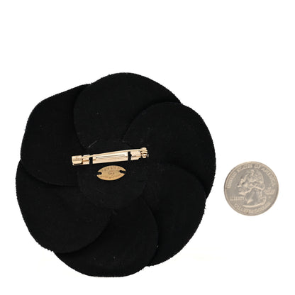Chanel Tweed Camellia Pin Brooch Pink Black 2 of 3