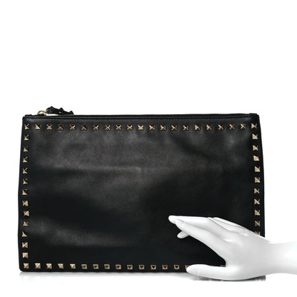Valentino Garavani Vitello Large Rockstud Zip Wristlet Pouch Black 2 of 10