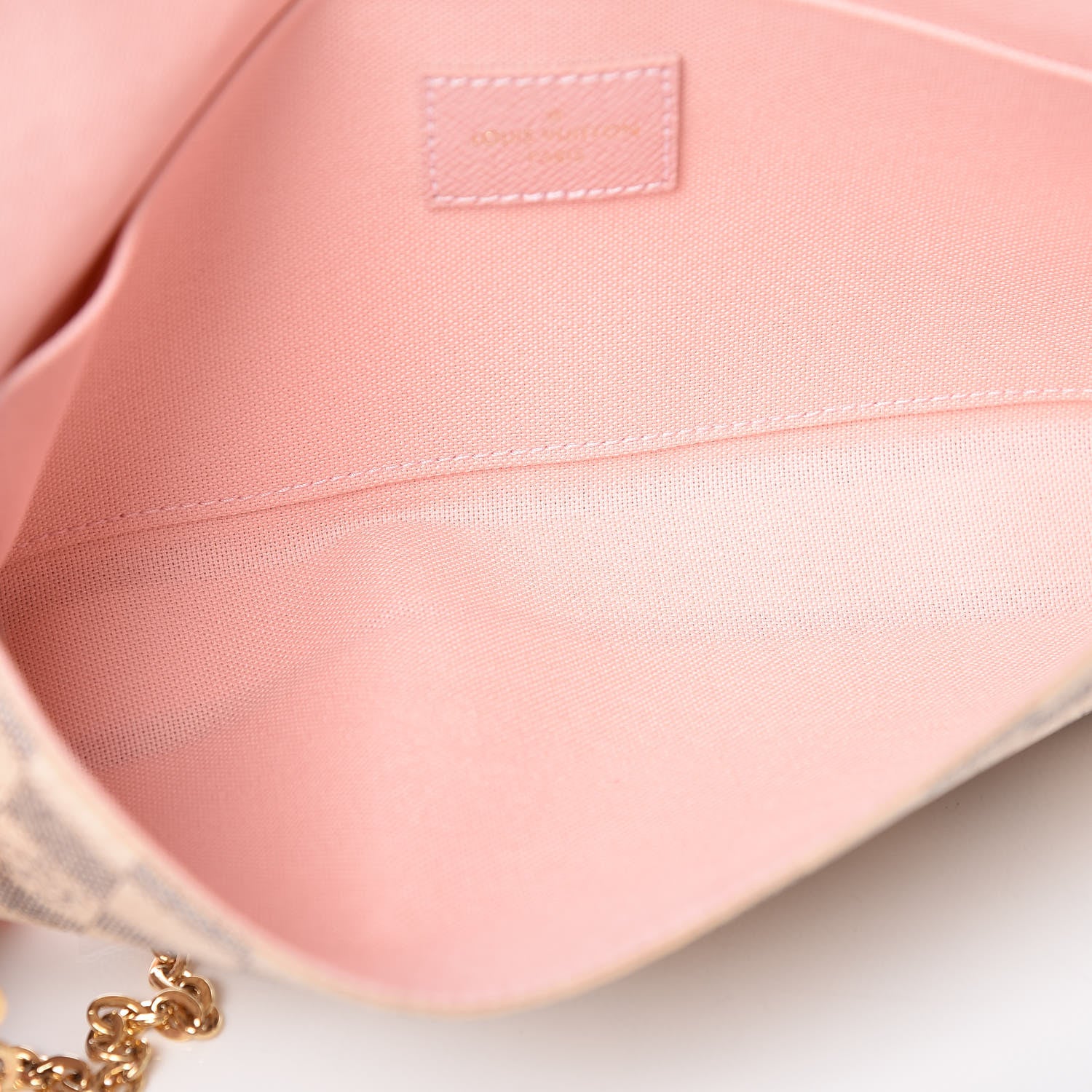 Louis Vuitton Damier Azur Pochette Felicie Chain Wallet Rose Ballerine 6 of 14