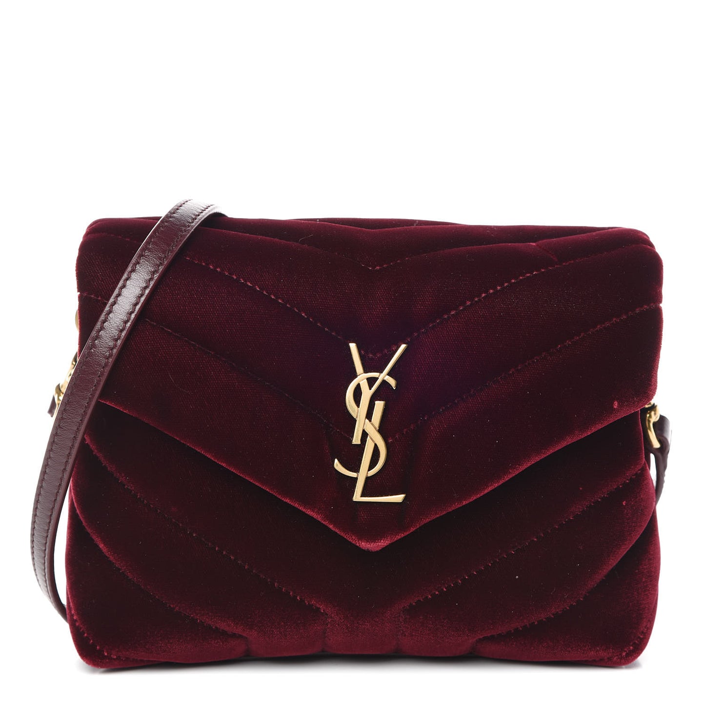 Velvet Y Quilted Monogram Toy Loulou Crossbody Bag French Burgundy