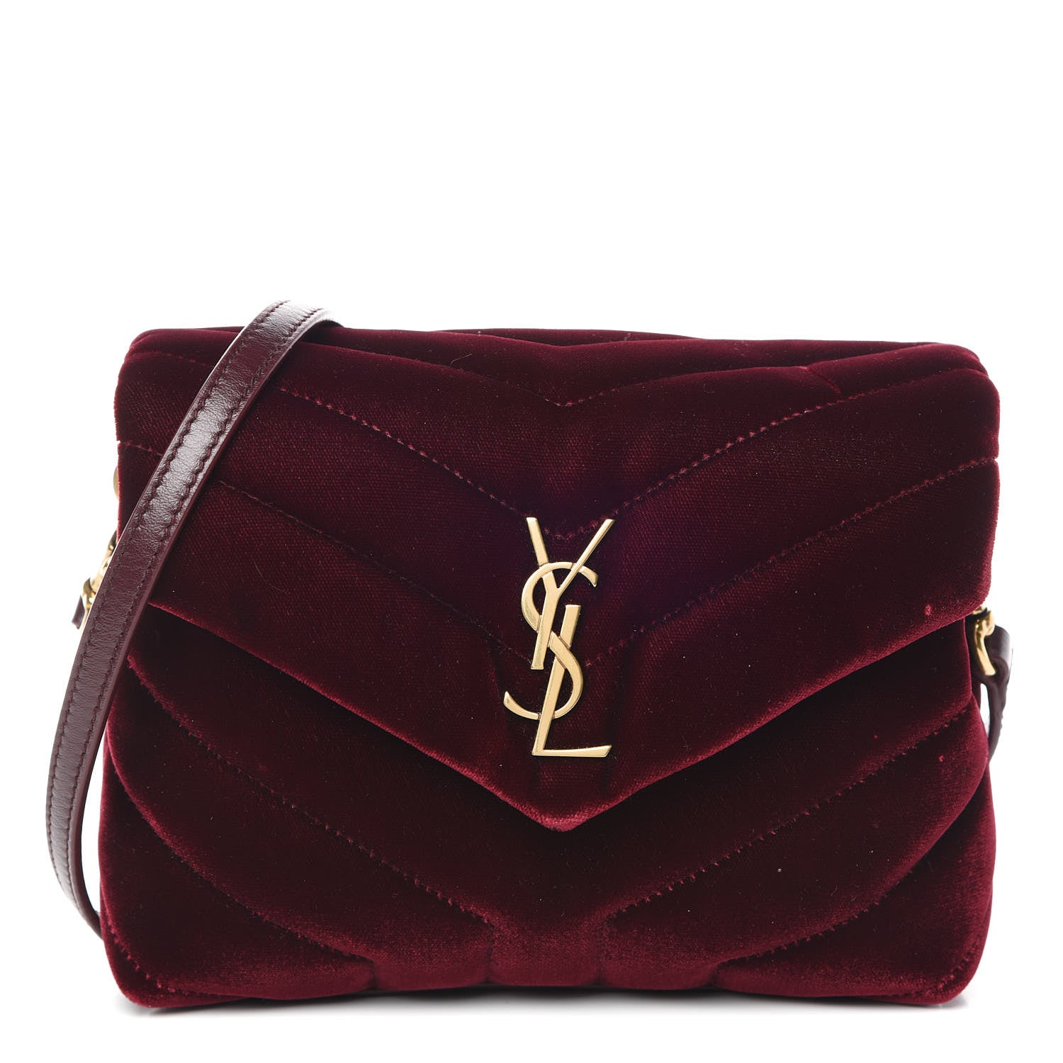 Saint Laurent Velvet Y Quilted Monogram Toy Loulou Crossbody Bag French Burgundy 1 of 15