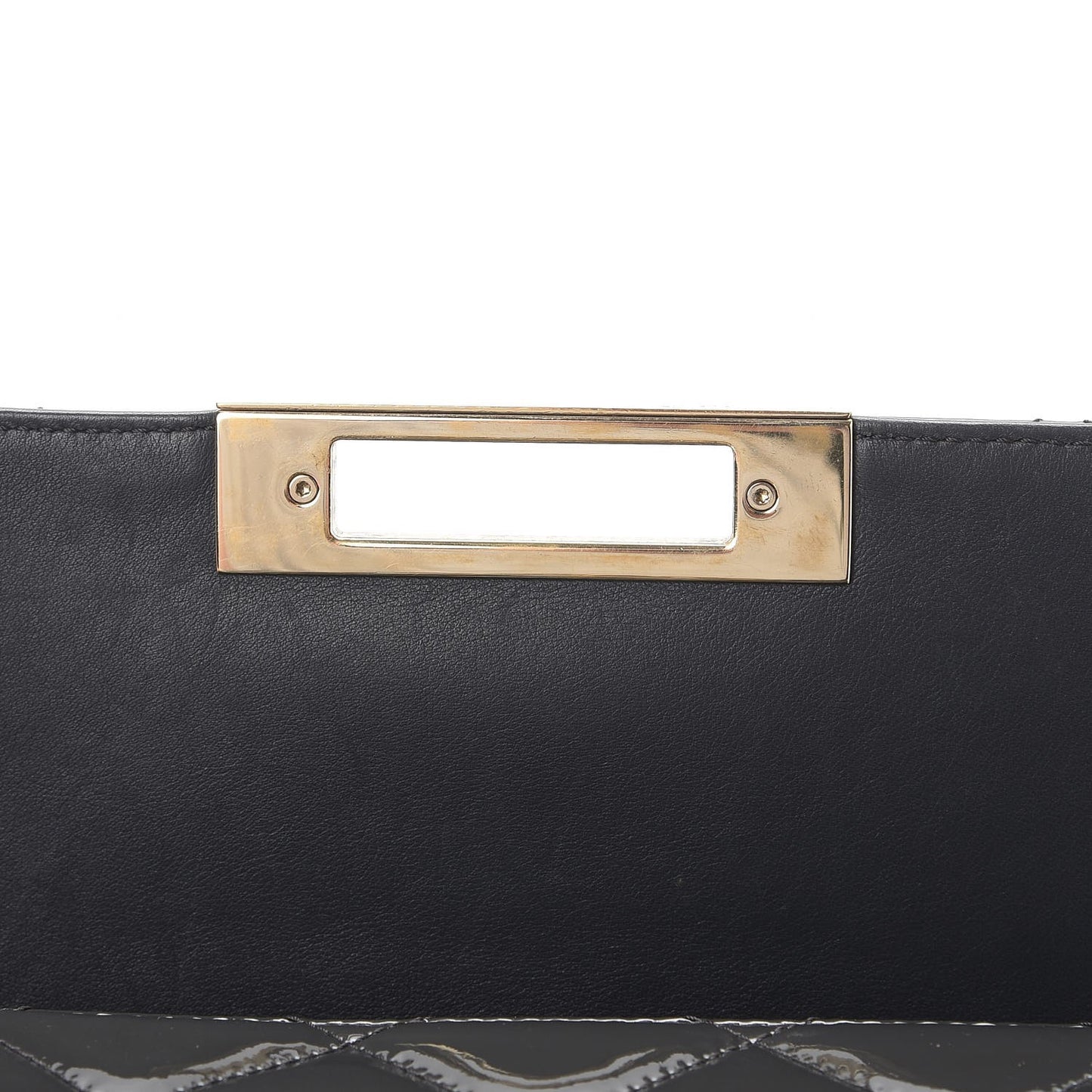 Patent Quilted Golden Class Accordion Flap Charcoal Grey