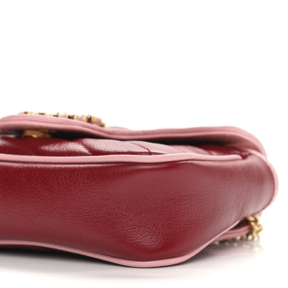 Gucci Azalea Calfskin Enamel Matelasse Diagonal Super Mini Torchon GG Marmont Shoulder Bag New Cherry Red Wild Rose 10 of 11