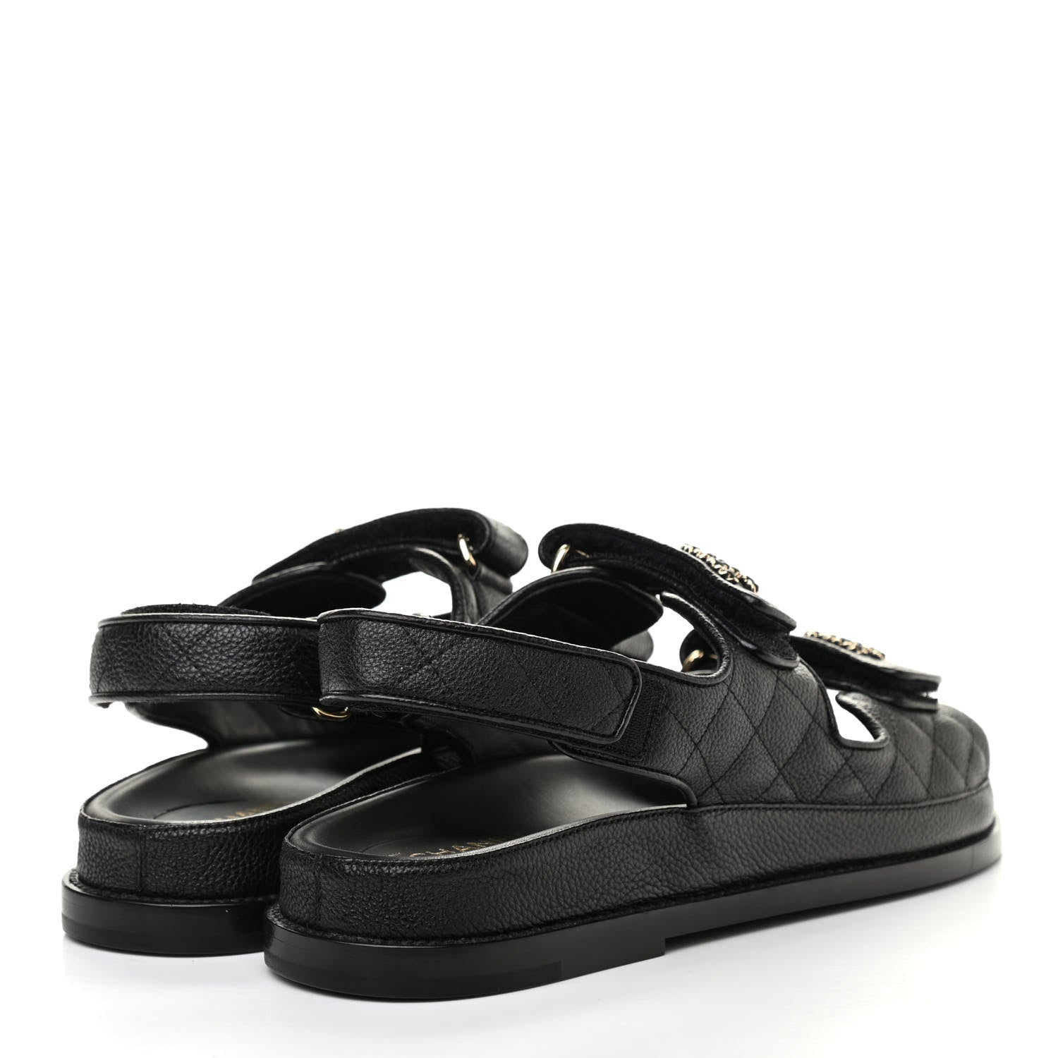 Chanel Grained Calfskin Velcro Dad Sandals 39 Black 4 of 8