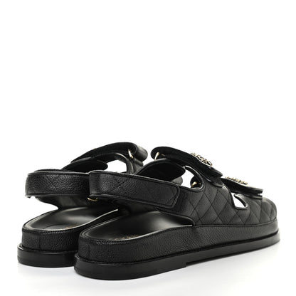 Chanel Grained Calfskin Velcro Dad Sandals 39 Black 4 of 8