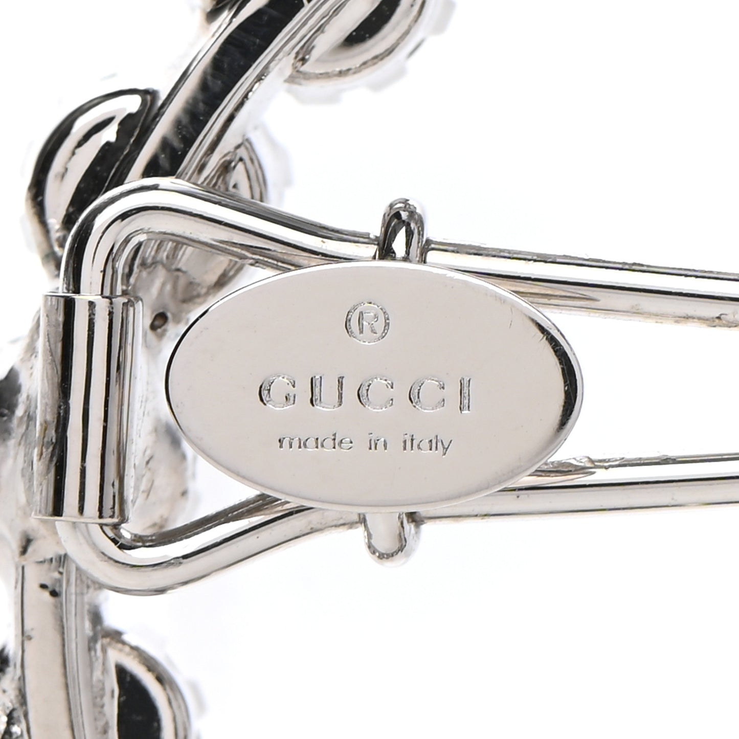 Crystal Interlocking G Hair Clip Silver