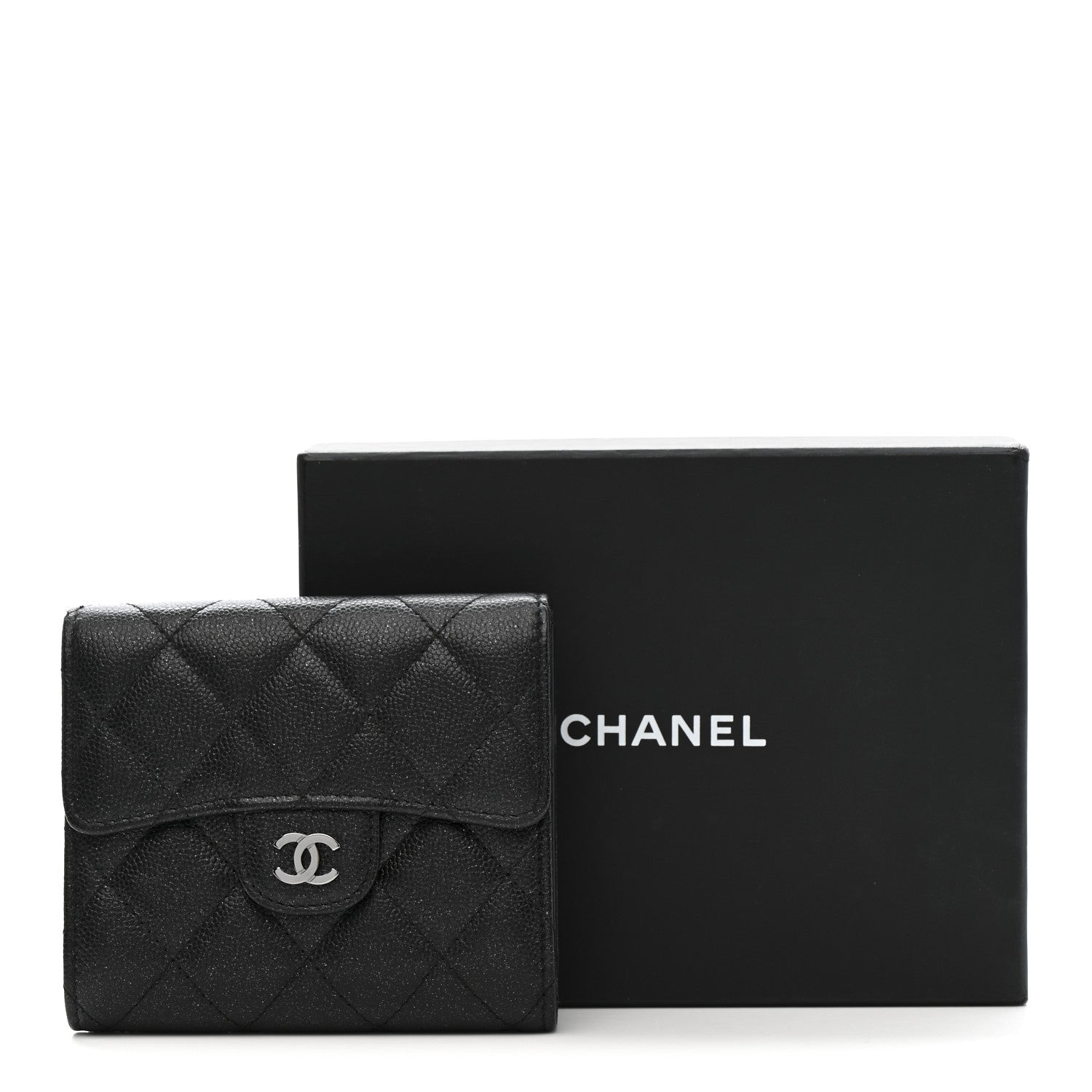 Chanel Iridescent Caviar Quilted Compact Flap Wallet Black 11 of 11