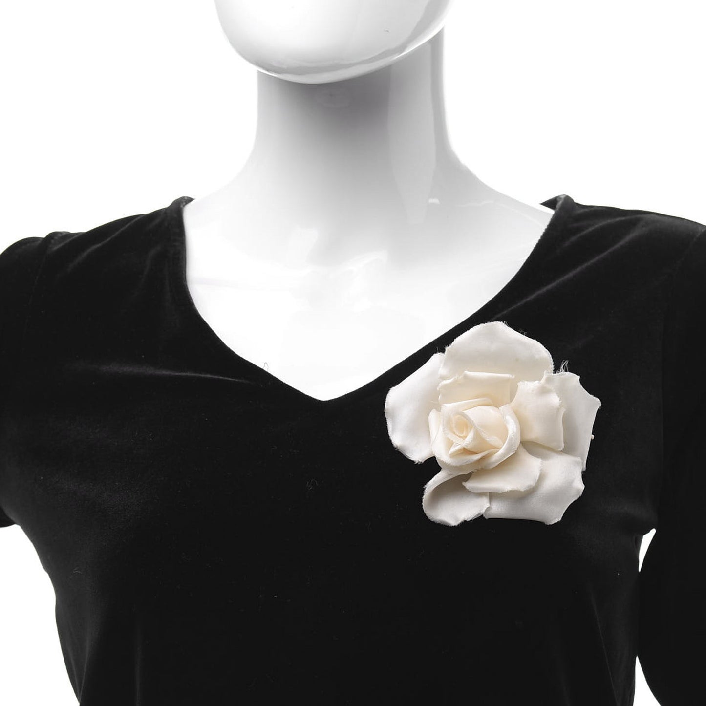 Fabric Camellia Flower Brooch White