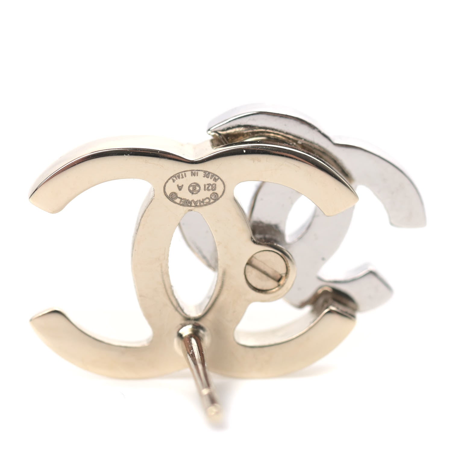 Chanel Crystal Double CC Earrings Gold Silver 4 of 4
