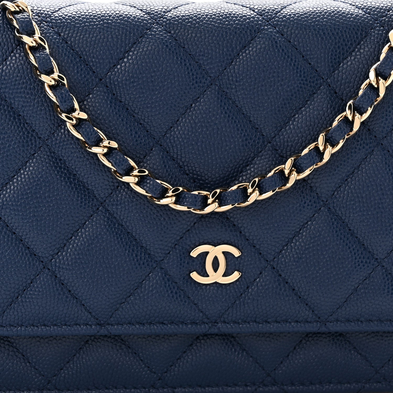 Chanel Caviar Quilted Wallet On Chain WOC Navy Blue 9 of 12