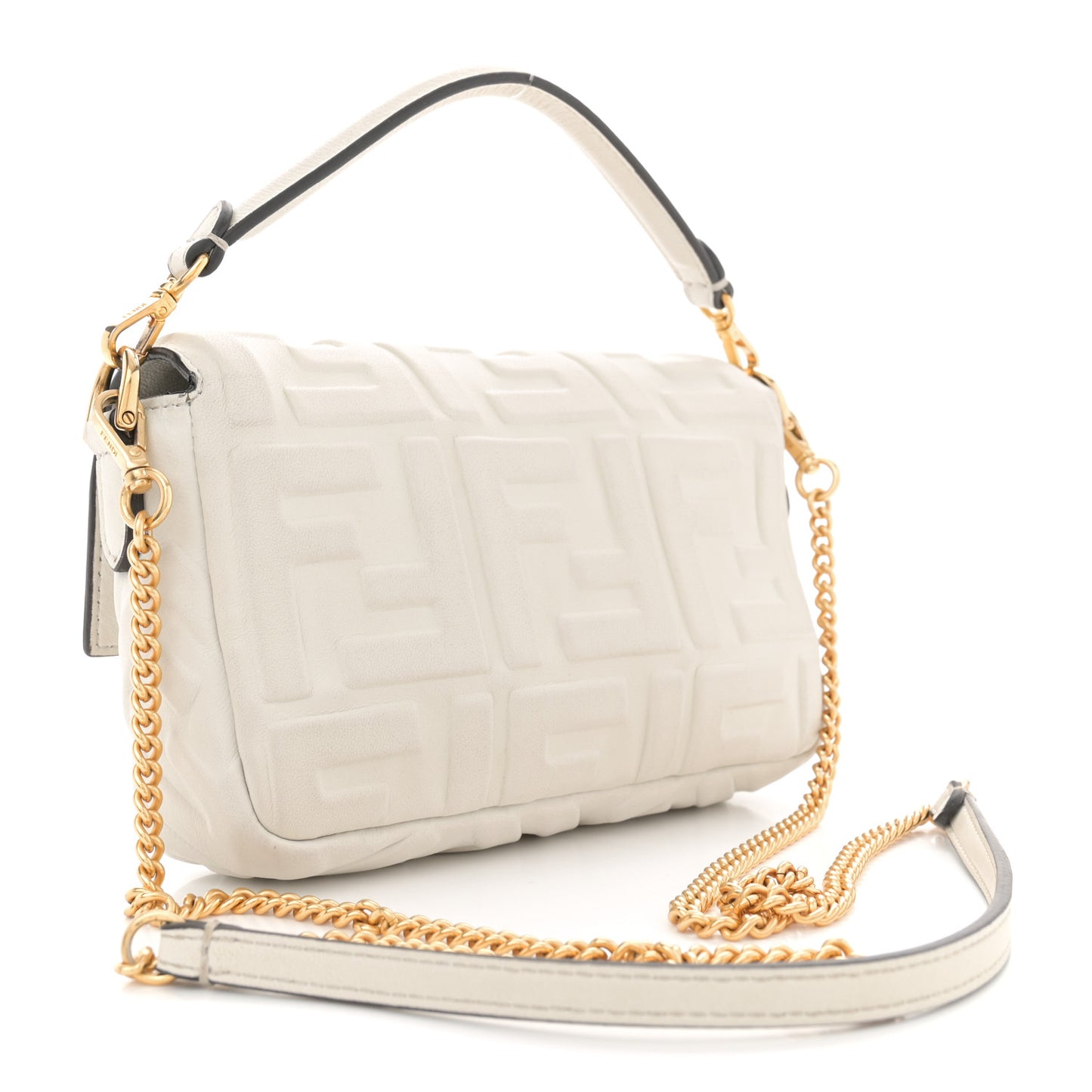 Nappa FF 1974 Embossed Mini Baguette White