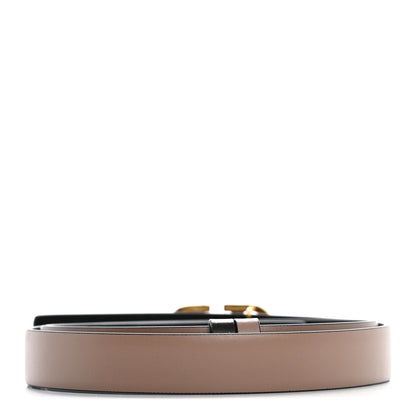 Valentino Garavani Glossy Calfskin VLogo Reversible 20mm Belt 75 30 Smokey Beige Black 2 of 7