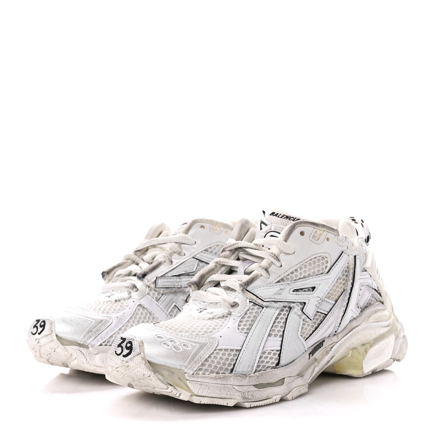 Balenciaga Mesh Rubber Monocolor Womens Runner Sneakers 39 White 3 of 9