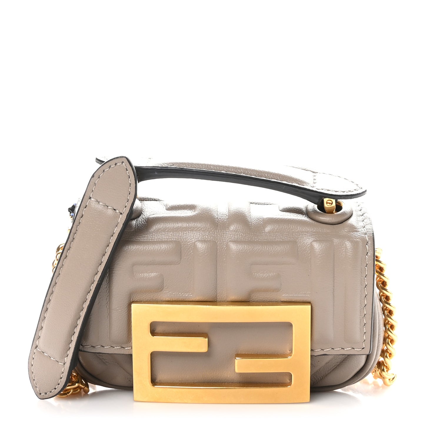 Nappa Matisse FF Embossed Nano Chain Baguette Tortora