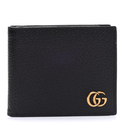 Gucci Calfskin Boar Effect GG Marmont Bi-Fold Wallet Black 1 of 8