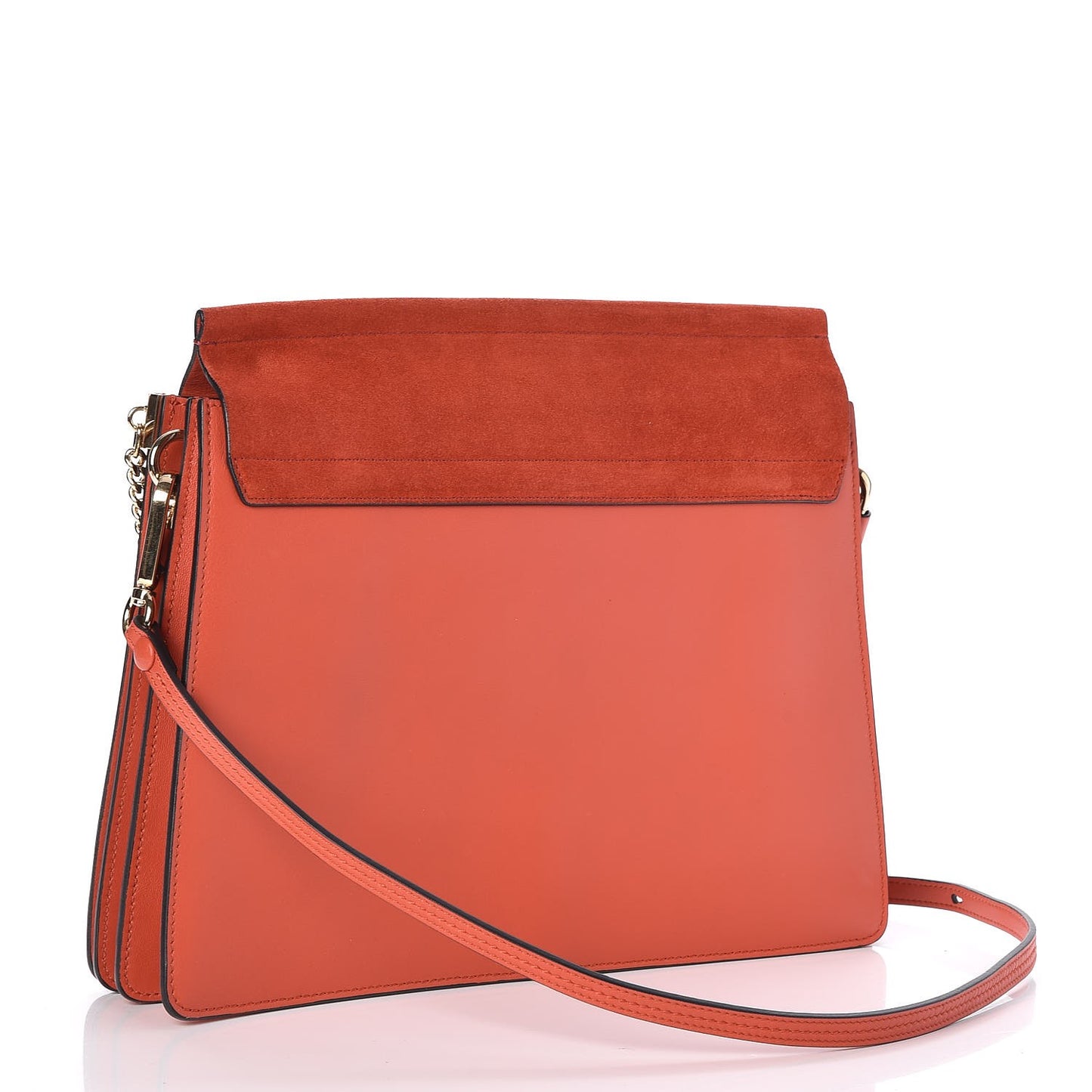 Calfskin Suede Medium Faye Shoulder Bag Orange