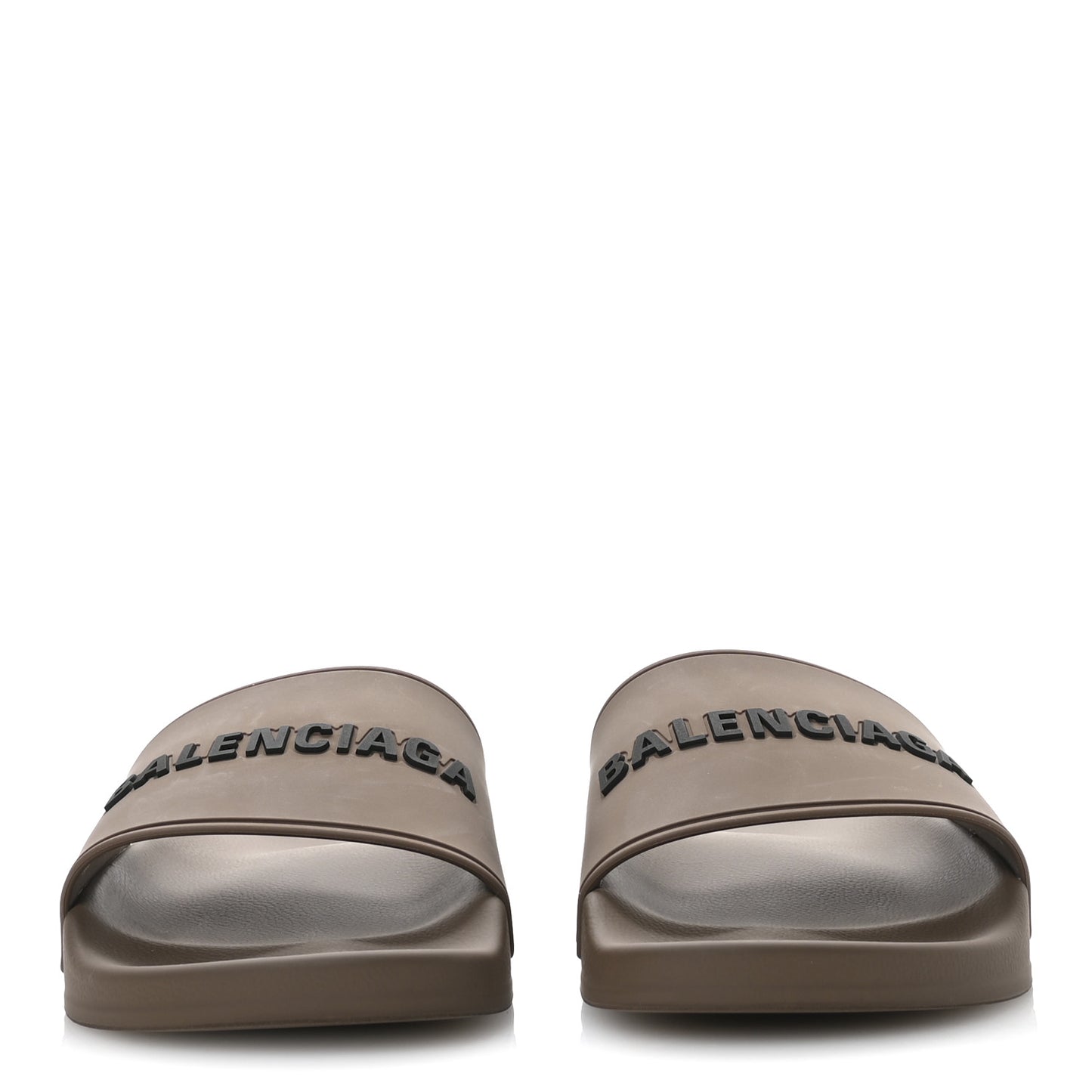 Rubber Logo Mens Pool Slide Sandals 40 Taupe Black