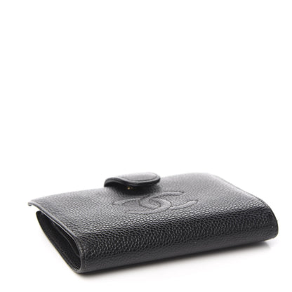 Chanel Caviar Timeless CC Compact French Wallet Black 3 of 9