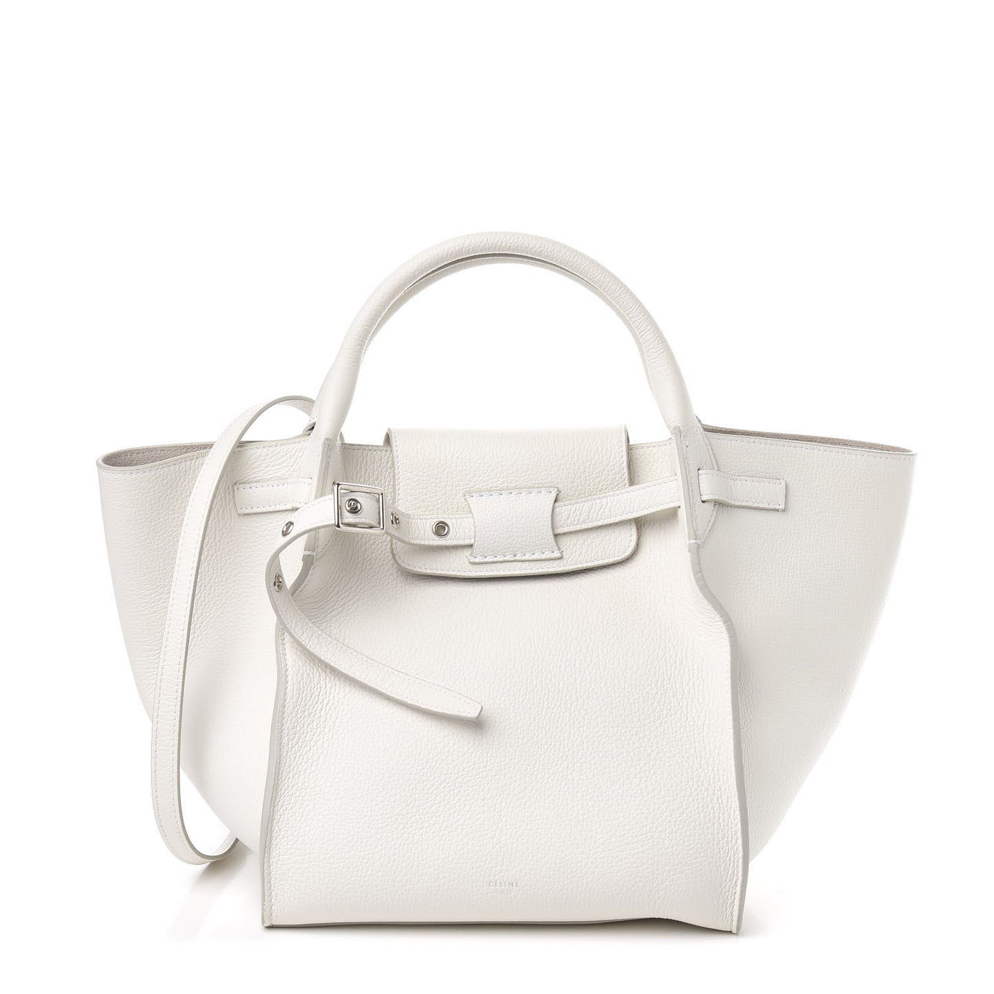 Supple Grained Calfskin Small Big Bag White