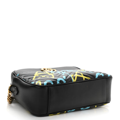 Gucci Calfskin Matelasse GucciGhost Medium GG Marmont Chain Shoulder Bag Black New Acquamarine 4 of 9
