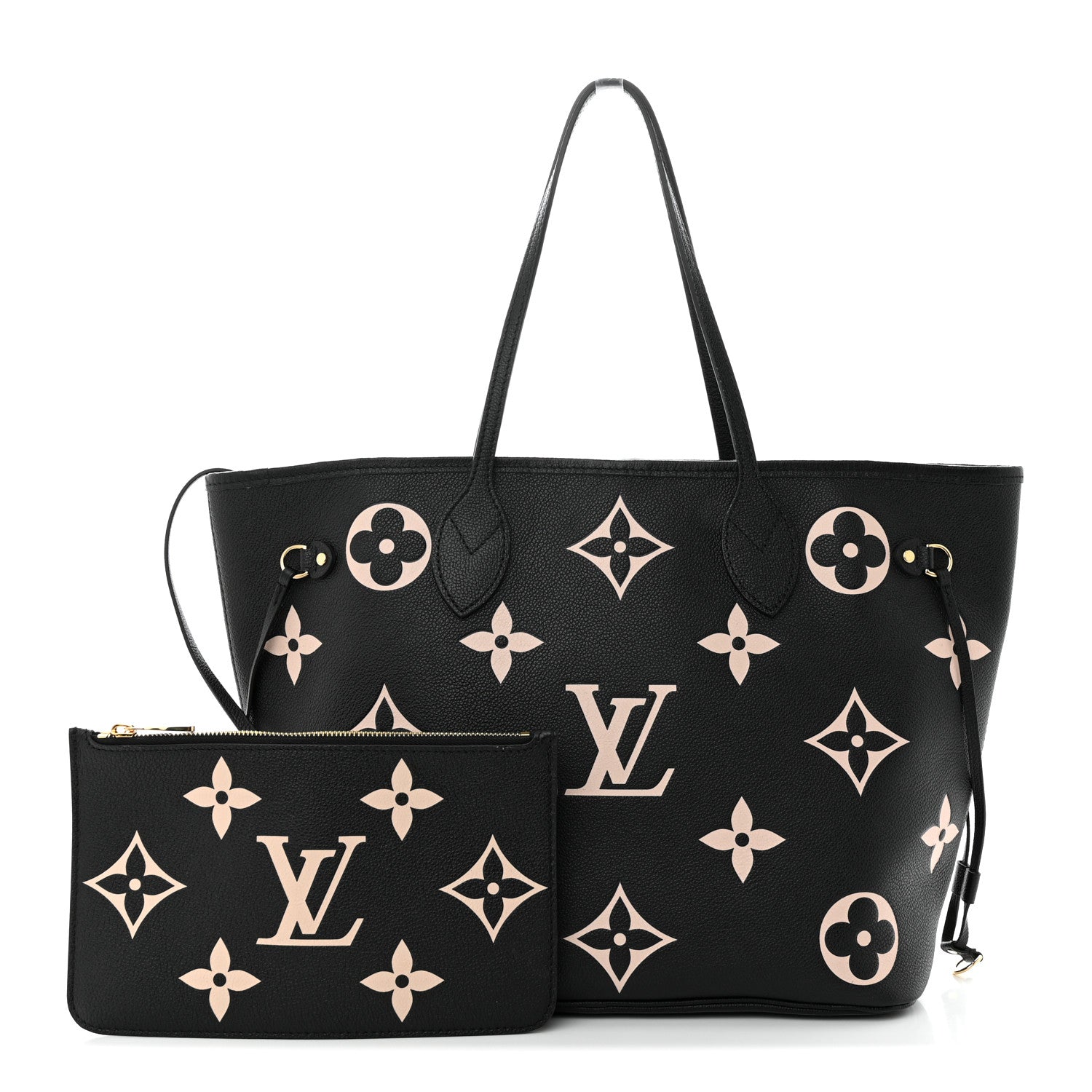Louis Vuitton Empreinte Monogram Giant Neverfull MM Black Beige 1 of 9