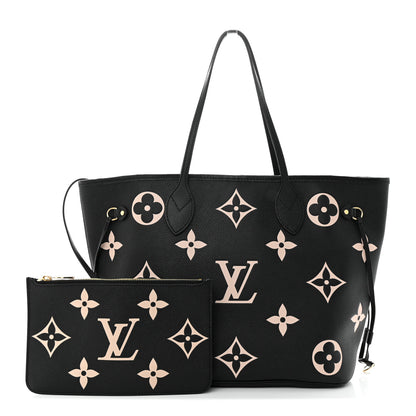Louis Vuitton Empreinte Monogram Giant Neverfull MM Black Beige 1 of 9