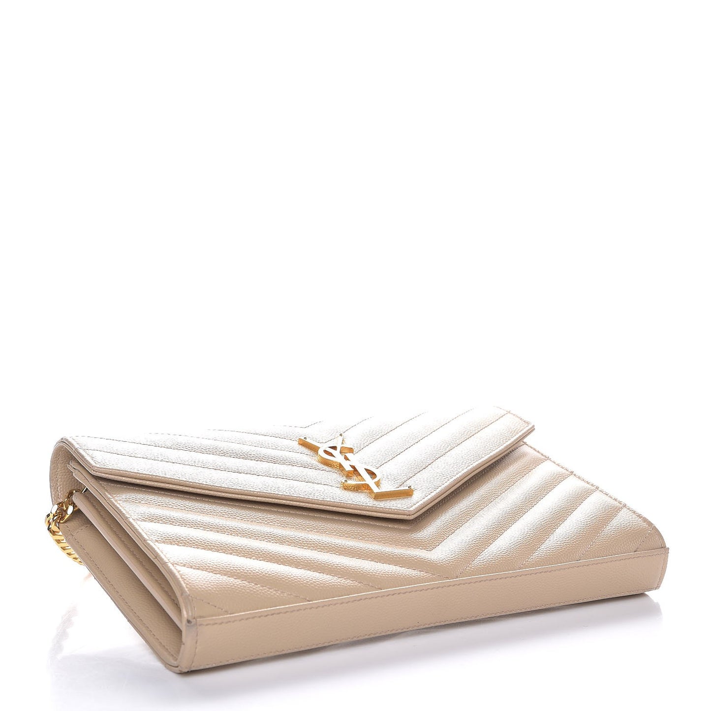Grain De Poudre Matelasse Chevron Monogram Chain Wallet Nude Powder