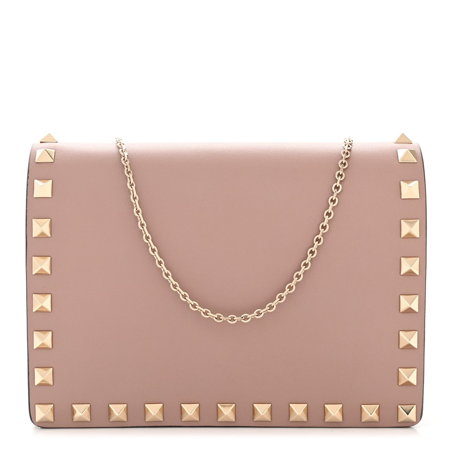 Valentino Garavani Vitello Rockstud Wallet on Chain Poudre 1 of 10