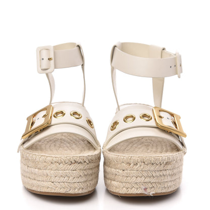 Christian Dior Calfskin D-Dior Espadrille Platform Sandals 37 White 2 of 9