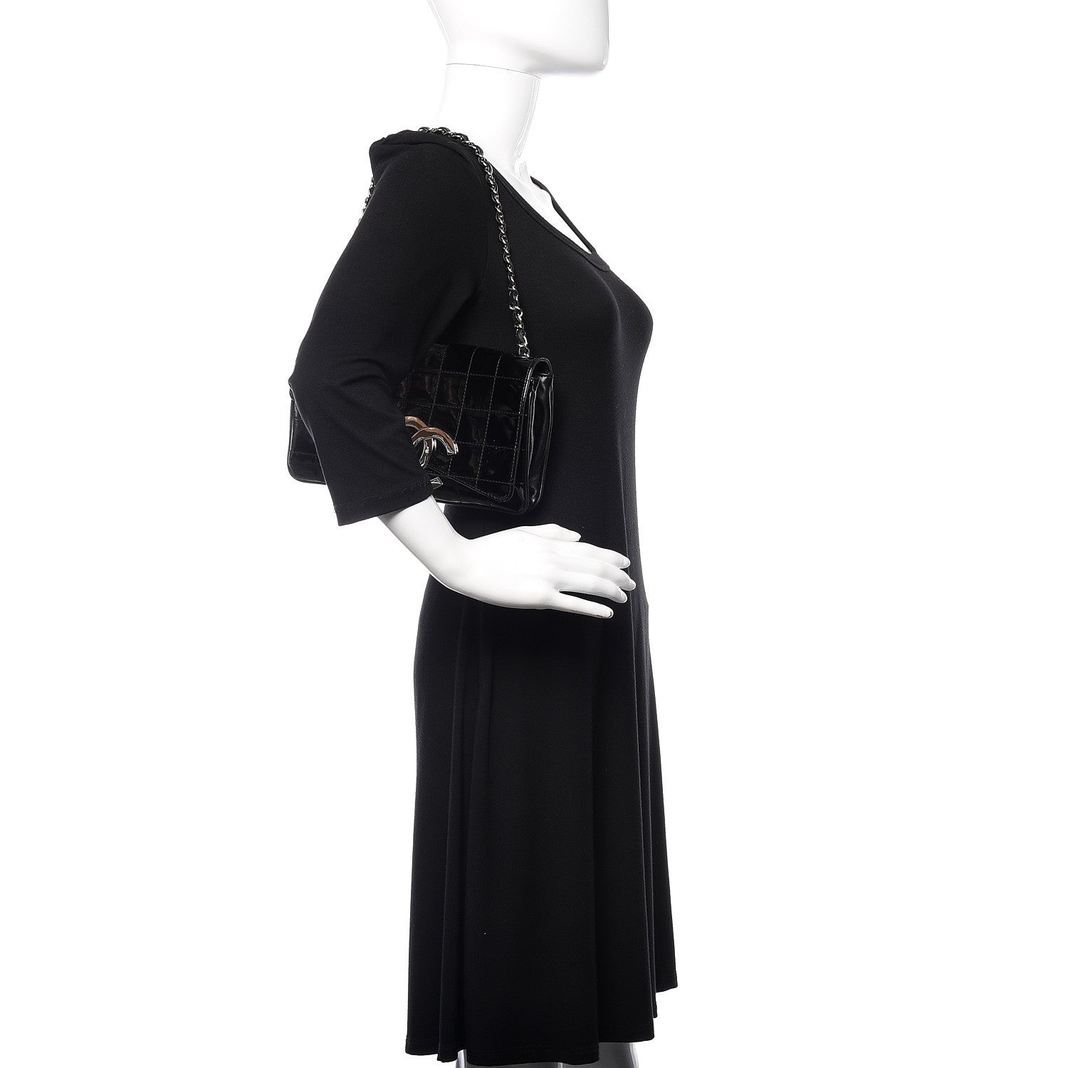 Chanel Patent Square Stitched CC Flap Clutch Black 2 of 11
