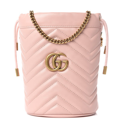Gucci Calfskin Matelasse Mini GG Marmont 2.0 Bucket Bag Perfect Pink 1 of 9