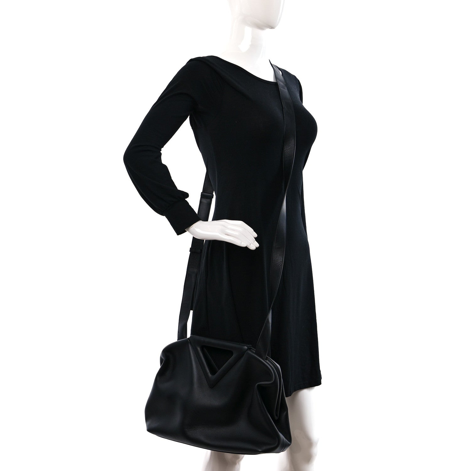 Bottega Veneta Calfskin Medium The Point Triangle Bag Black 2 of 11