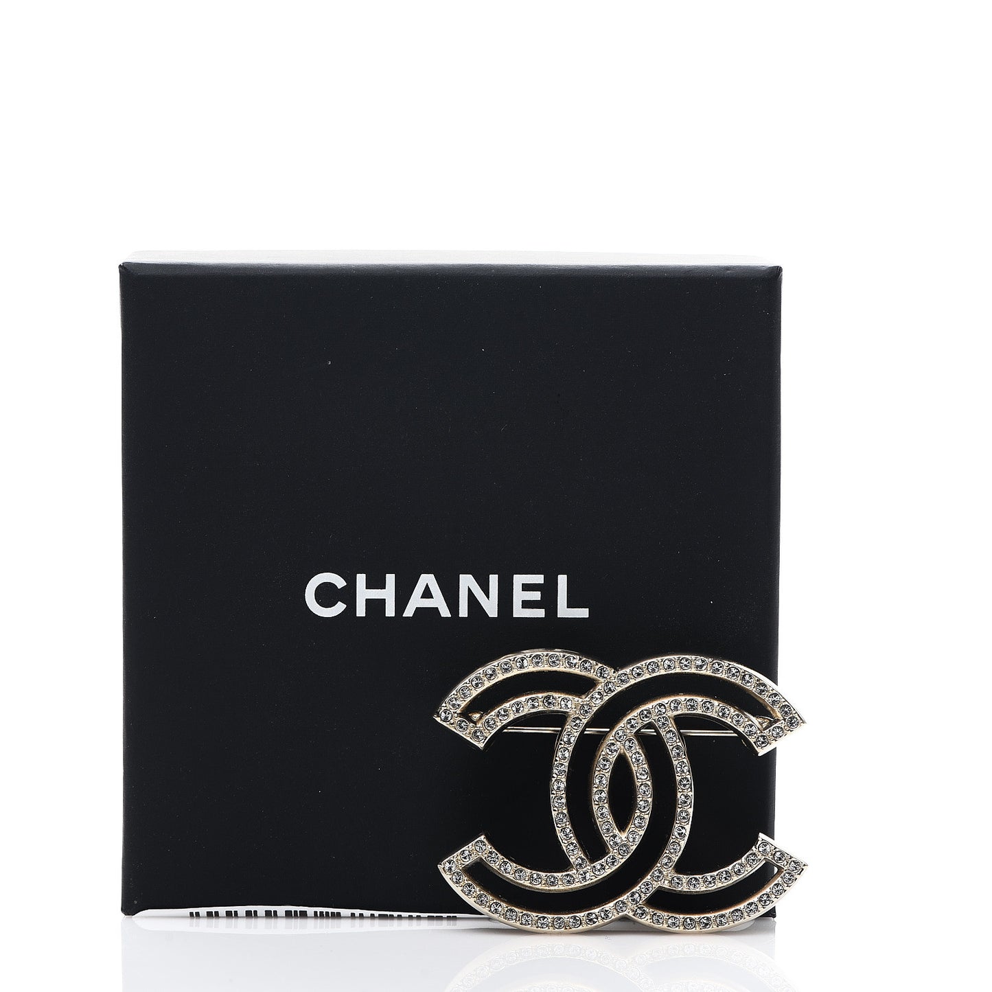 Crystal CC Brooch Light Gold