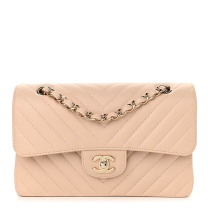 Chanel Caviar Chevron Quilted Small Double Flap Beige 1 of 11